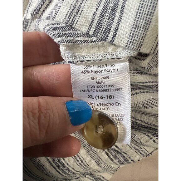 Time And Tru Buttom Down Shirt Dress Linen Blend Beachy Resort Boho Lagenlook - Picture 4 of 9